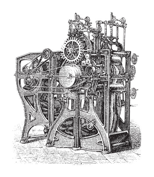 洗衣热轧机-古董雕刻插图图片下载