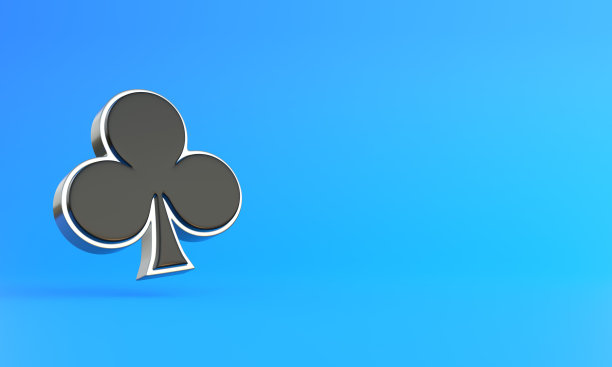 ace牌象征梅花，黑色的颜色孤立在蓝色的背景上图片下载