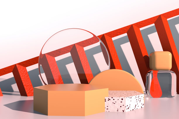 三维抽象背景，模拟场景几何形状的平台，用于产品展示。图片下载