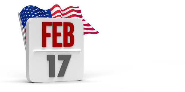 2月17日以美国国旗宣布为总统日图片下载