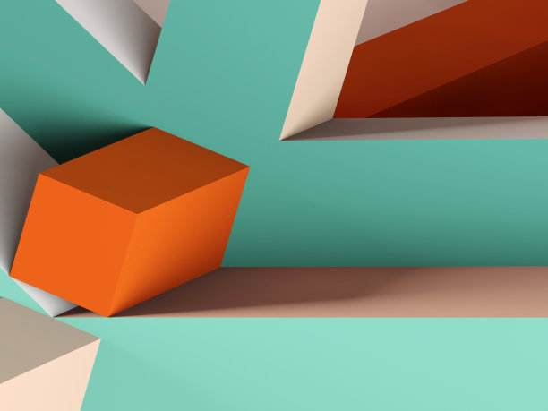 抽象多彩的几何装置，当代立体艺术图片下载