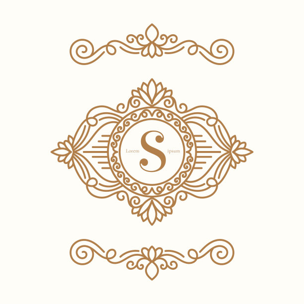 线性框架与金色矢量装饰在白色背景上。优雅,经典的元素。可用于珠宝、美容、时尚等行业。伟大的标志，会徽，或任何理想的想法。图片下载