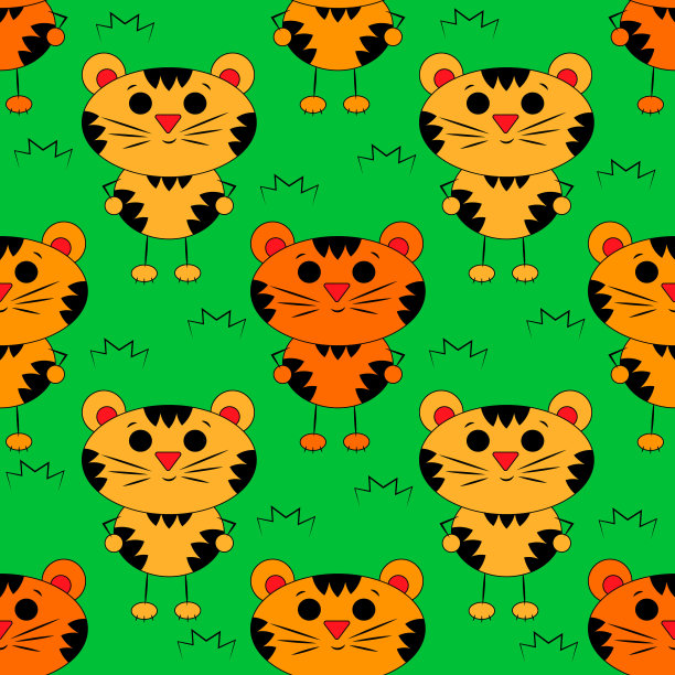 无缝向量模式与可爱的卡通老虎图片下载