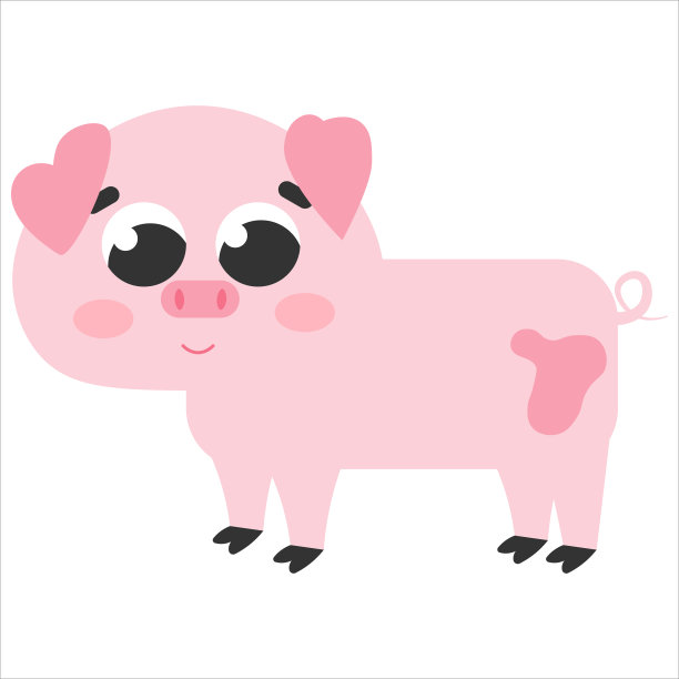 可爱的卡通风格的小猪孤立在白色的背景上，农场动物，乡村生活的概念儿童书籍图片下载
