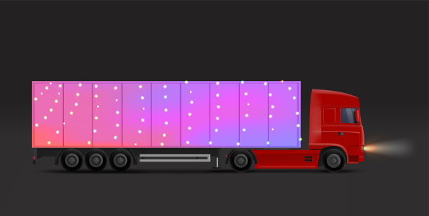 装饰着花环的现代卡车。矢量图图片下载