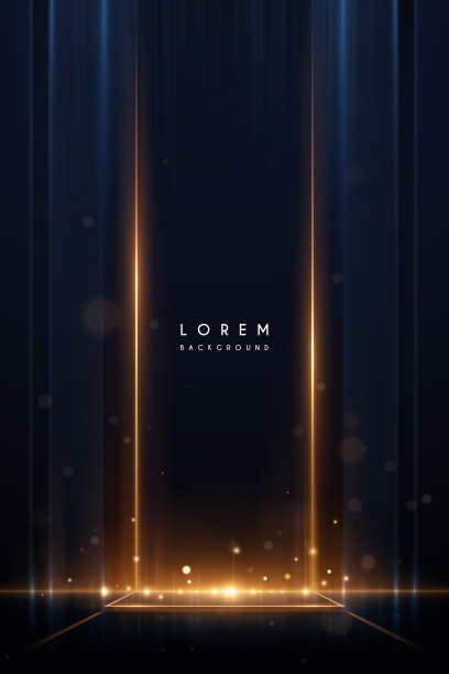 摘要蓝色和金色光线效果的背景图片下载