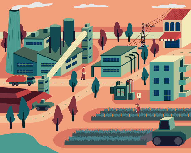 生物质能，生物质能发电厂在图形经典风格图片下载