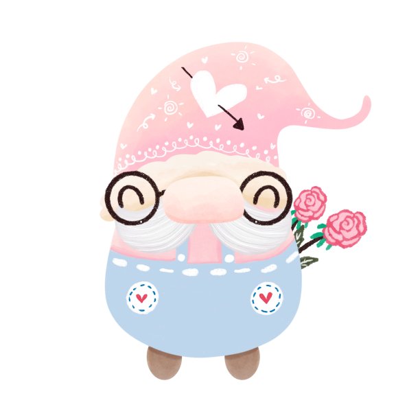 可爱的数字绘画水彩侏儒。图片下载