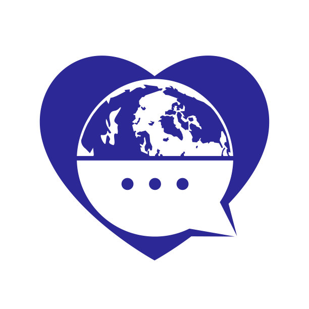 世界聊天矢量标志设计。全球标志与气泡谈话图标。图片下载