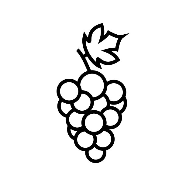 葡萄酒行图标，葡萄矢量标志孤立在白色背景上图片下载