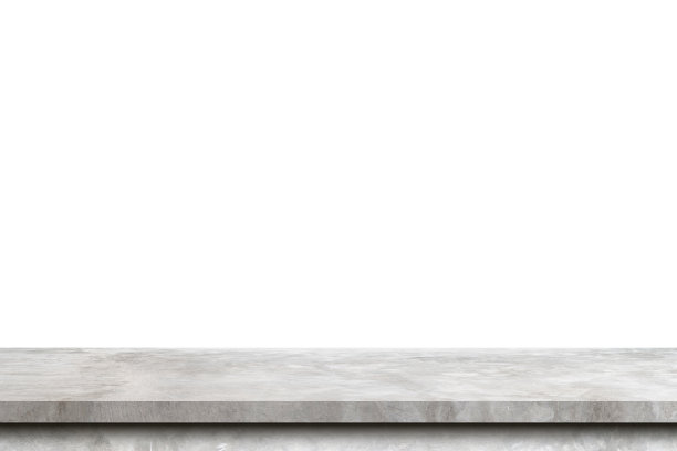 空水泥表孤立的白色背景与复制空间和显示蒙太奇产品。图片下载