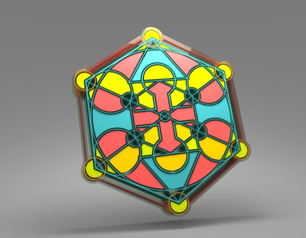 神秘秘哥特式几何细线符号。三维渲染图片下载