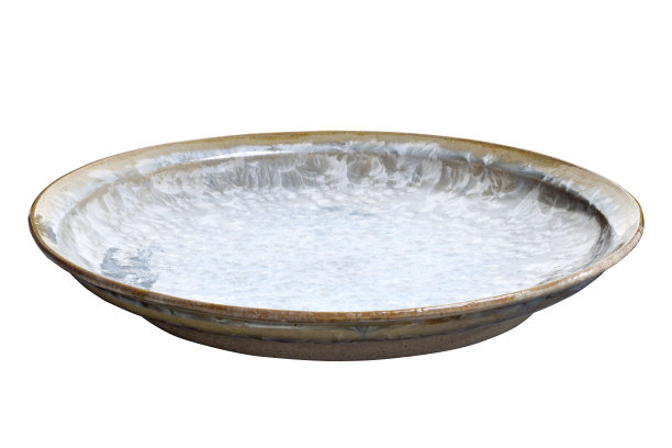 浅蓝色陶瓷板，空板与裂纹的模式，孤立在白色背景与剪辑路径，侧视图图片下载