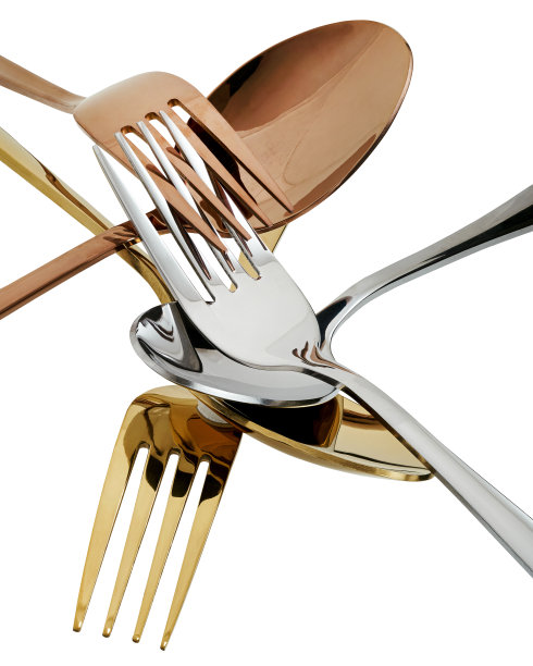 勺子和叉子孤立的白色背景，与剪辑路径图片下载