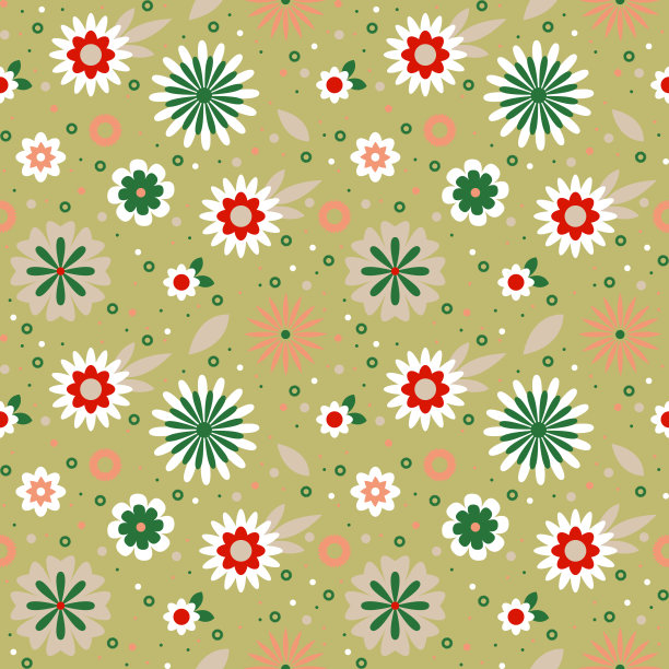 无缝花卉图案，具有美丽鲜艳的装饰性花朵图片下载