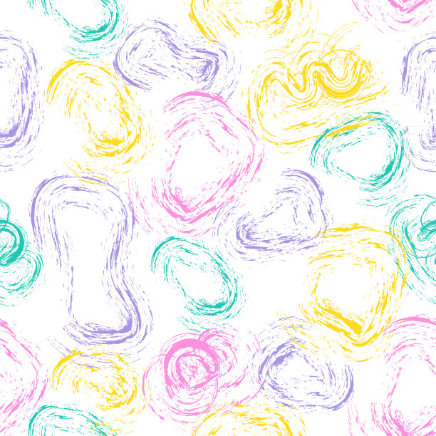 抽象形状与画笔绘制的轮廓在无缝模式在最小的风格图片下载