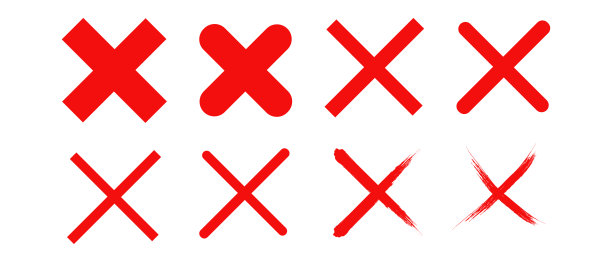 红十字x矢量图标设置。平面设计元素无错、删除、投票签名图片下载