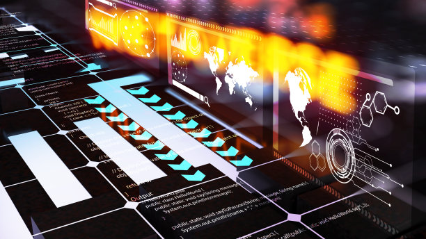 信息处理，数据波动，能量波在黑色抽象背景插图。, 3 d渲染图片下载