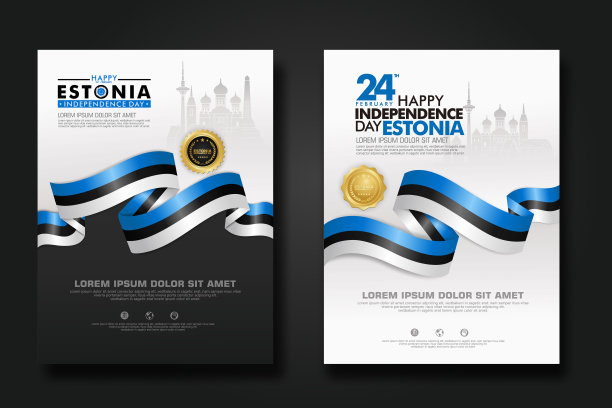 设置海报设计爱沙尼亚快乐独立日背景模板图片下载