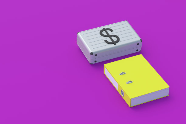 财务文档。银行信息。会计报告。信用记录。投资者的列表。经济指标。预算计划。银行审核。钱箱和文件夹。三维渲染图片下载