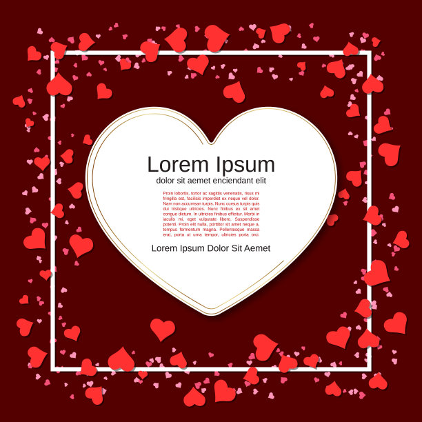 情人节邀请卡，正方形传单，小册子矢量设计模板图片下载