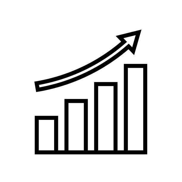 上升箭头和条形图图标。业务等级向量。图片下载
