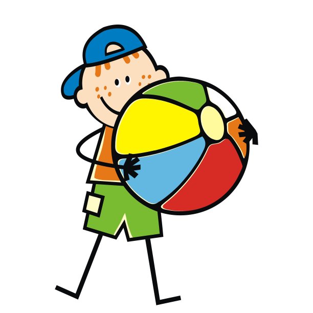 有沙滩球的男孩，eps。图片下载