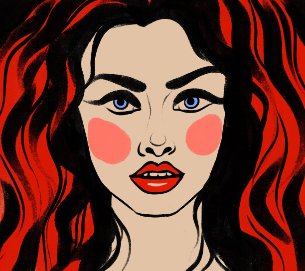 一个美丽迷人的红发女孩或女人的时尚肖像图片下载