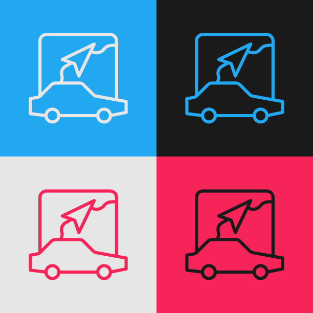 波普艺术线信息图的城市地图导航图标孤立的颜色背景。移动应用界面概念设计。Geolacation概念。向量图片下载