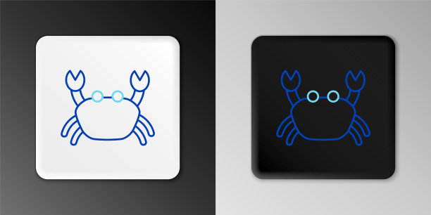 线蟹图标孤立在灰色背景上。色彩斑斓的轮廓的概念。向量图片下载