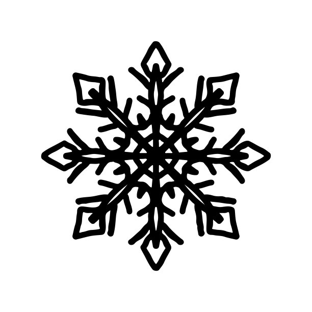 雪花图标。黑色的轮廓。手绘矢量图形插图。白色背景上的孤立对象。隔离。图片下载