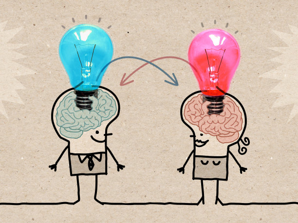 卡通男人和女人交换不同的想法图片下载