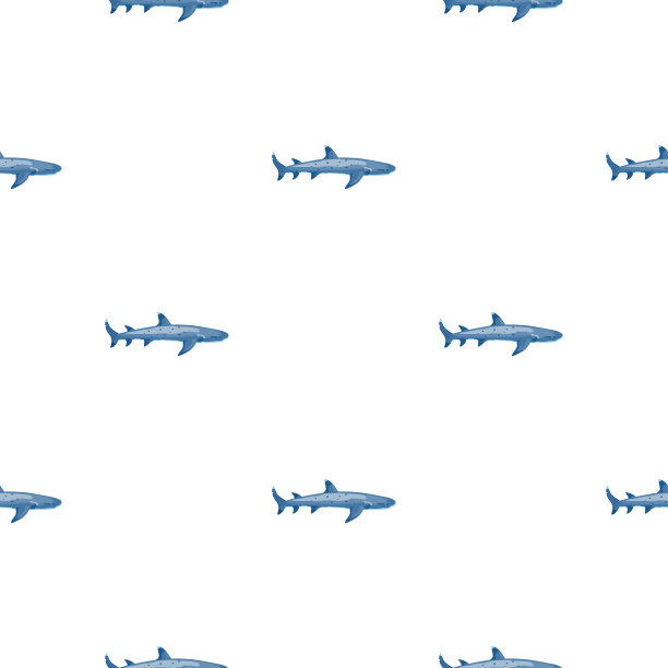 斯堪的纳维亚风格的礁鲨无缝图案。海洋动物的背景。矢量插图为儿童有趣的纺织品。图片下载