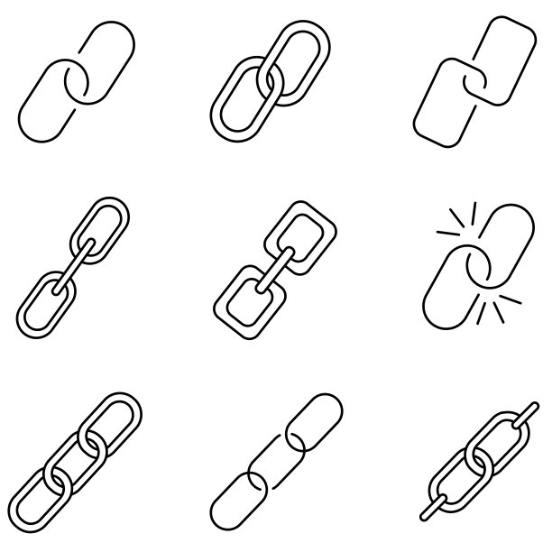 与链相关的行图标集。图片下载