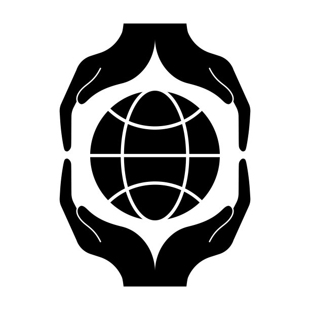 插图与黑色的手保存世界图标。抽象手保存概念设计的世界图标。图片下载