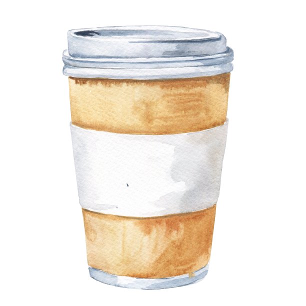带走的咖啡杯孤立在白色的背景上。水彩插图食物。图片下载