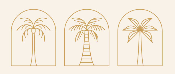 简单线条风格的矢量正方形插图-波西米亚抽象印刷-简单的自然景观与山脉和丘陵图片下载