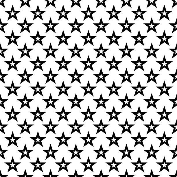 孤立在白色背景上的小黑星。单色几何无缝图案。向量简单的平面图形说明。纹理。图片下载