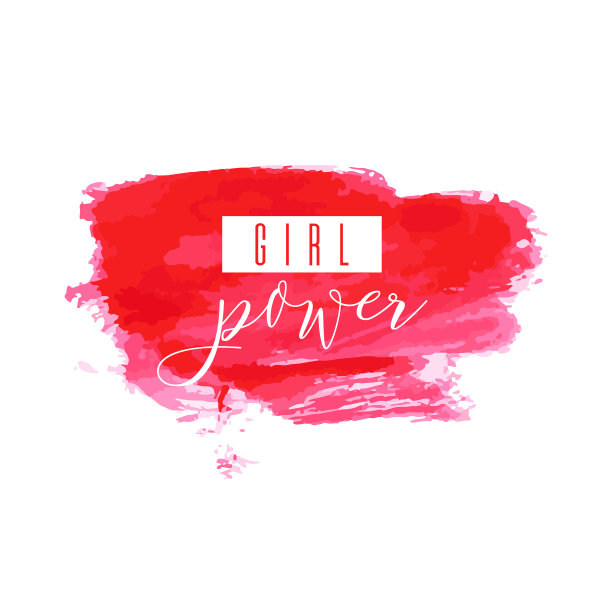 女孩力量手画铅字徽章图片下载