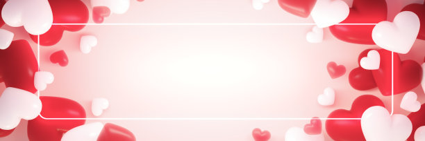 情人节背景与空白色模拟空间和心装饰图片下载