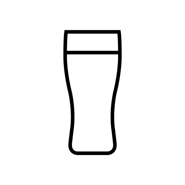 啤酒玻璃线图标，矢量标志孤立在白色背景图片下载