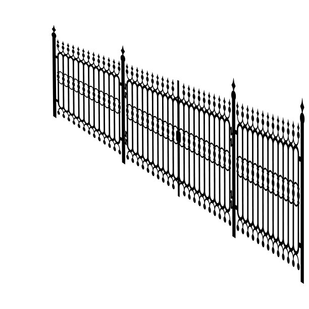 锻铁栅栏，透视视图，矢量插图图片下载