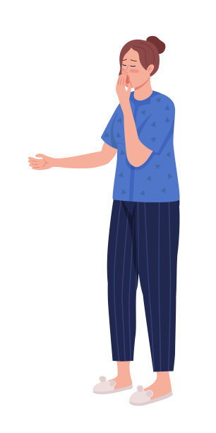 打哈欠女人半平色向量性格图片下载