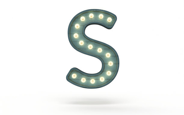 字母S装饰着绿色木头覆盖的灯泡图片下载