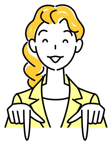 一个穿着西装的漂亮女人，微笑着指着下面的方向。业务人员插图矢量图片下载