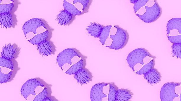 带太阳镜的热带菠萝，最小的夏日概念图片下载