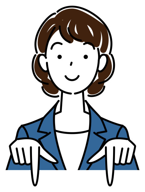 一个穿着西装的漂亮女人，微笑着指着下面的方向。业务人员插图矢量图片下载