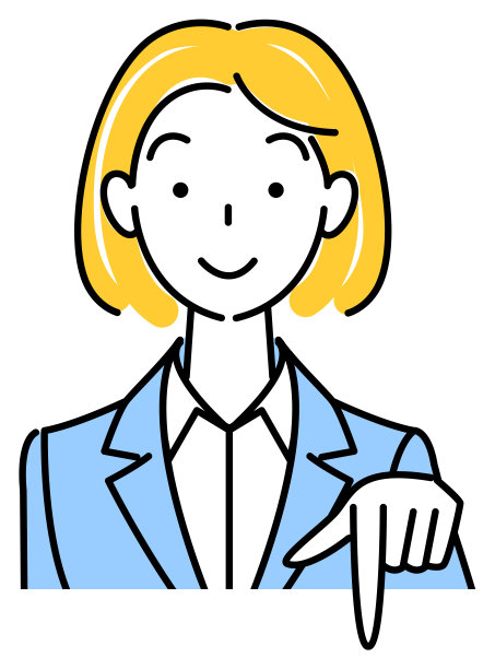 一个穿着西装的漂亮女人，微笑着指着下面的方向。业务人员插图矢量图片下载