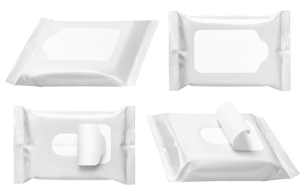 湿巾流动包设置在白色图片下载