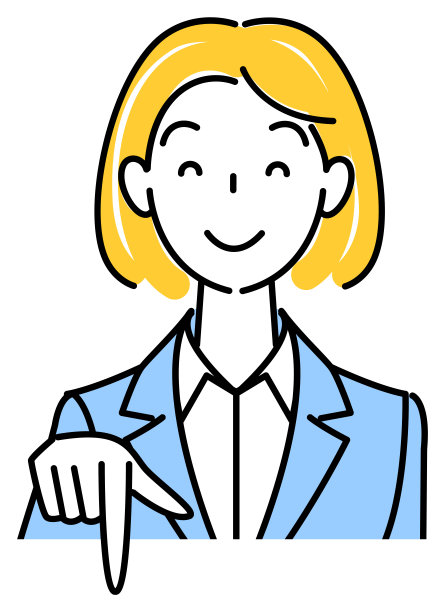 一个穿着西装的漂亮女人，微笑着指着下面的方向。业务人员插图矢量图片下载